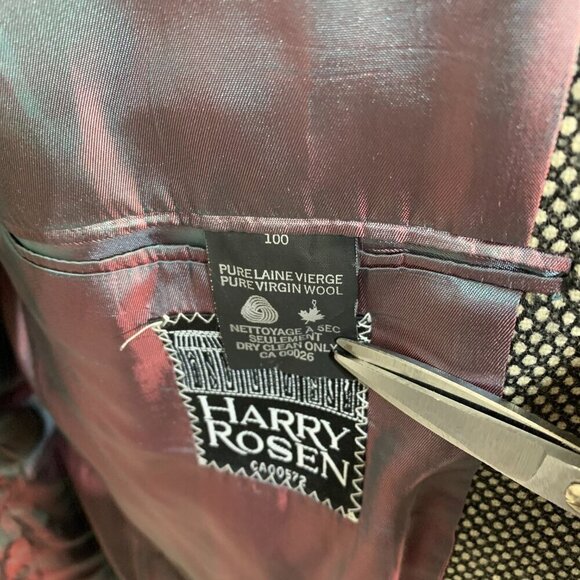 Vintage Union Made Harry Rosen Black White Wool Blazer Sport Coat - Picture 9 of 16